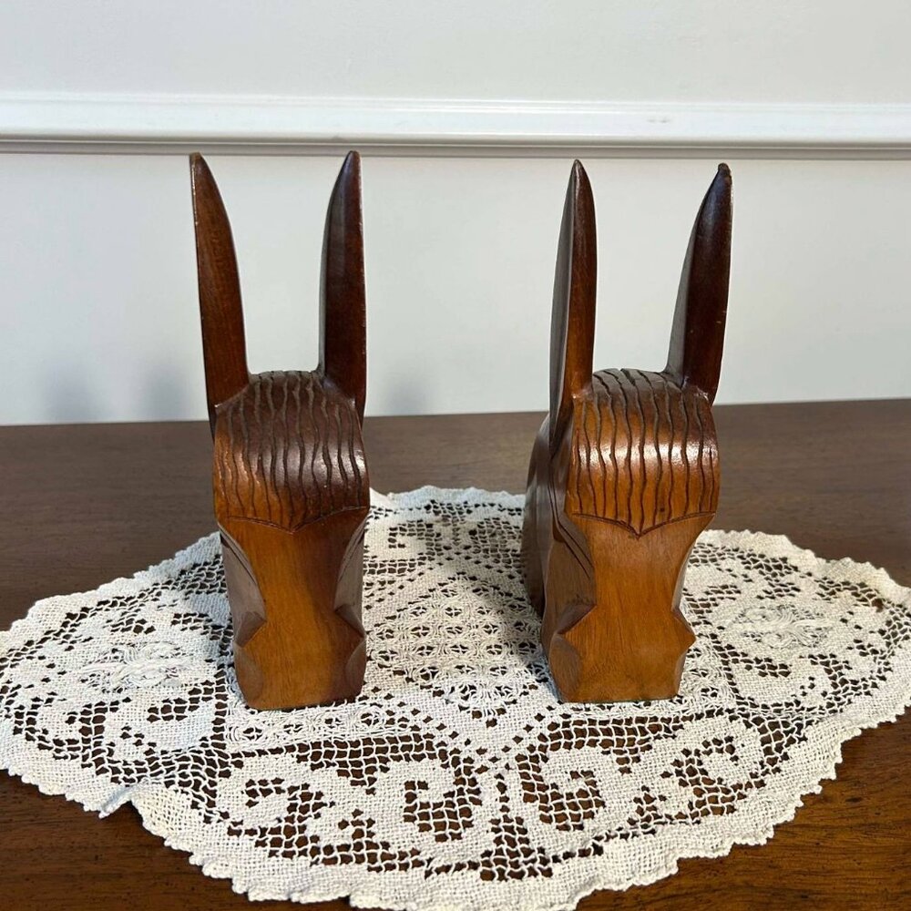 MCM hand carved teak donkey bookends - Picture 7 of 10